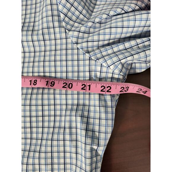 Mizzen+Main Performance Shirt Men’s Sz L Trim Blue Check Stretch No Tuck - Picture 5 of 13